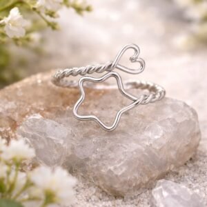 anello stella del cuore – alluminio intrecciato